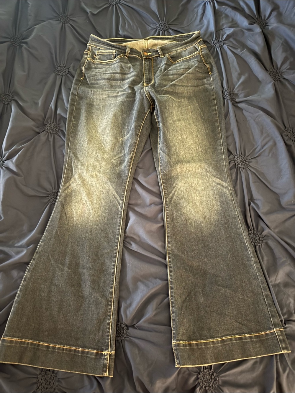 Judy Blue Womens Dark Blue Faded Bootcut Jeans